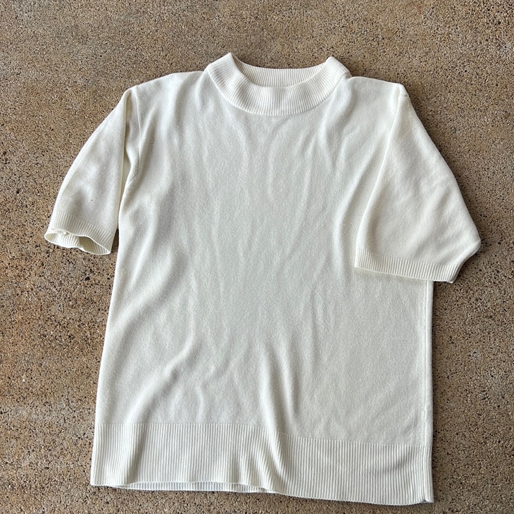 Short Sleeve Vintage Cream Sweater